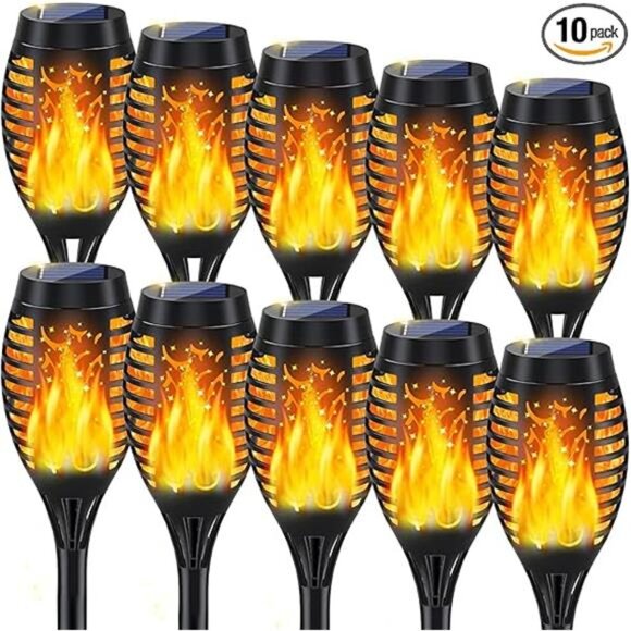 10Pack Solar Lights Outdoor, Solar Torch Lights Outdoor Flickering Flame - Picture 7 of 7